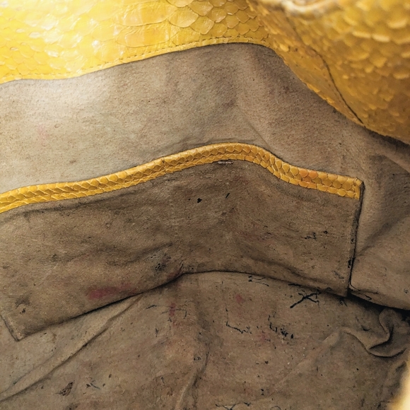 Diego Rocha Yellow Snakeskin Leather Handmade Hobo Tote Bag - Picture 8 of 13